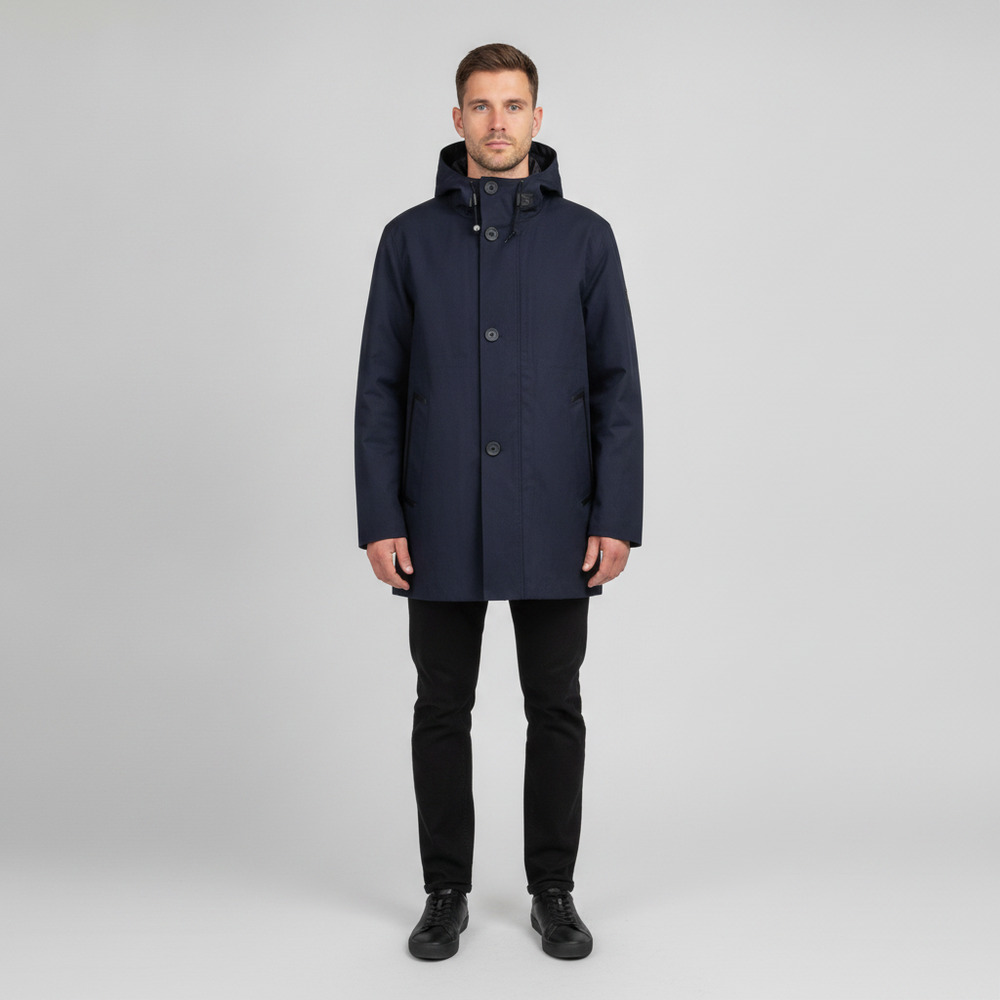 Mackage Navy Blue Raincoat | XL Regular Poly/Rayon Shell - Picture 10 of 11